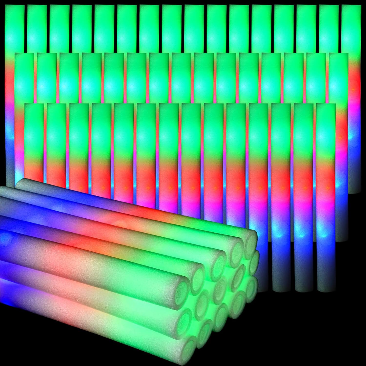 Flashing Led Foam Sticks Party - Bastoncini luminosi in schiuma da 30