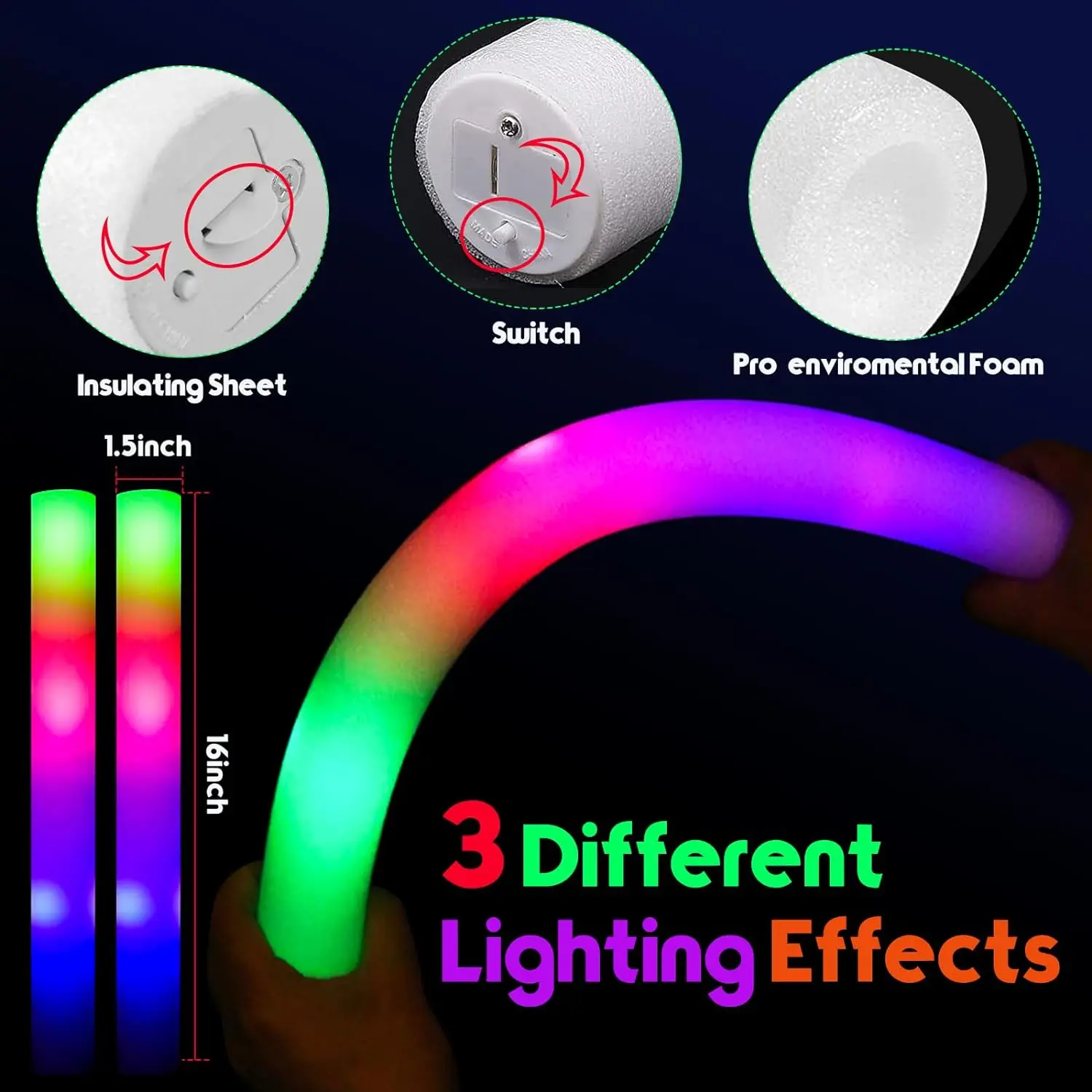 30 bastoncini luminosi in schi - Flashing Led Foam Sticks Party recensione e prezzo